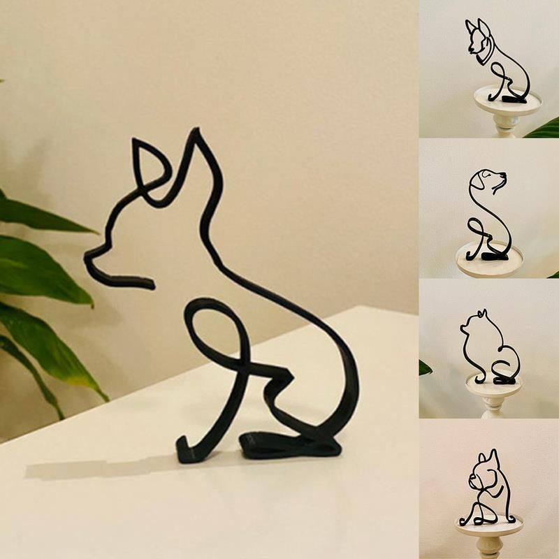 Dog Art Sculpture Simple Metal Dog Abstract Art Sculpture