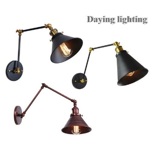 好货Adjustable Wall Sconce Metal Industrial Retro Lamp E27