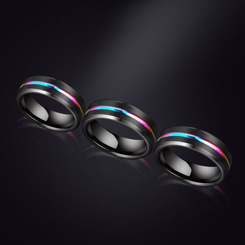 好货New Unisex Engagement Rings 8mm Width Black Tungsten Car