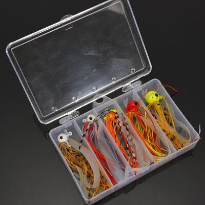 极速Fishing Lures 7g 10g 14g Silicone Jig Head Skirt Beard F