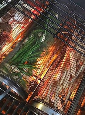 Rolling Bbq Basket- Greatest Grilling Basket Ever, Round Sta