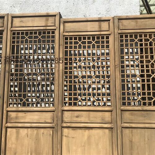 极速做旧花格仿古门窗 明式古门窗 中式做旧木门