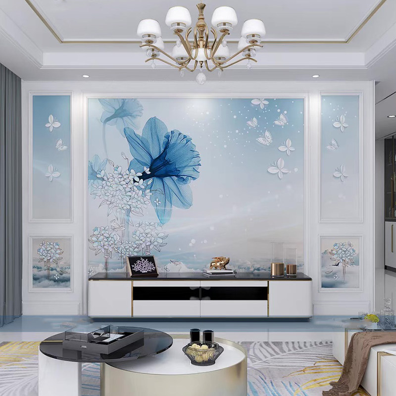 2022年新款8d电视背景墙壁纸墙布客厅5D壁画墙纸影视墙3D立体壁布