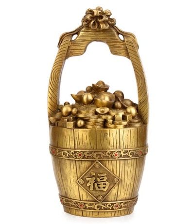 纯铜一桶金摆件聚宝盆元宝家居客厅博古架酒柜装饰工艺品办公室桌