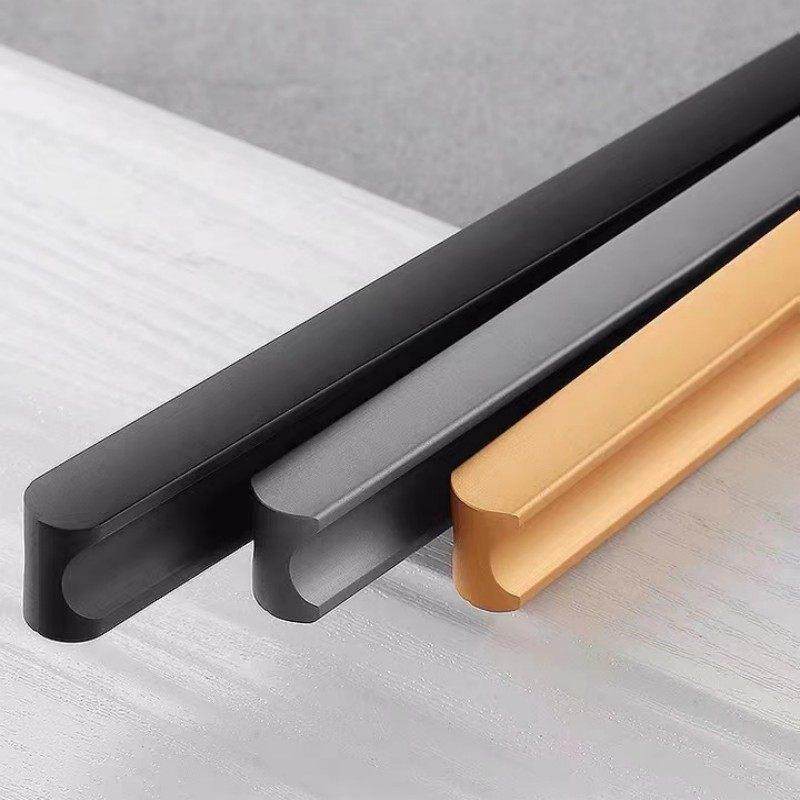实心铝合金现代简约衣柜柜门金色拉手抽屉橱柜黑色轻奢门把手手柄