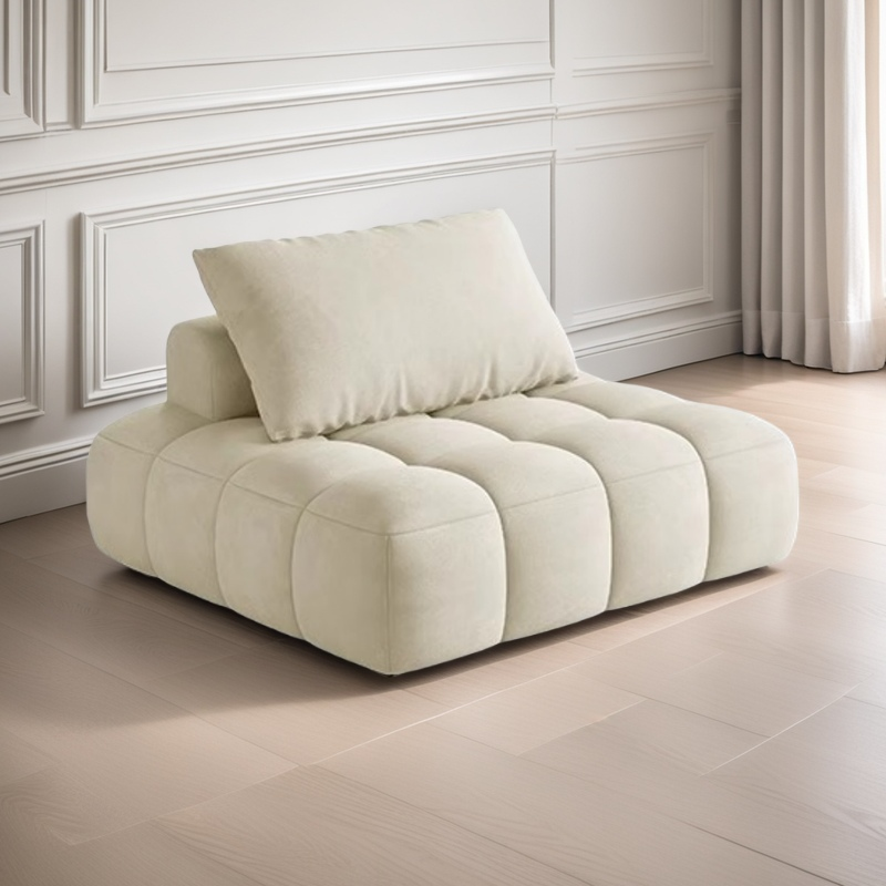 落叶松实木框架奶油风小沙发