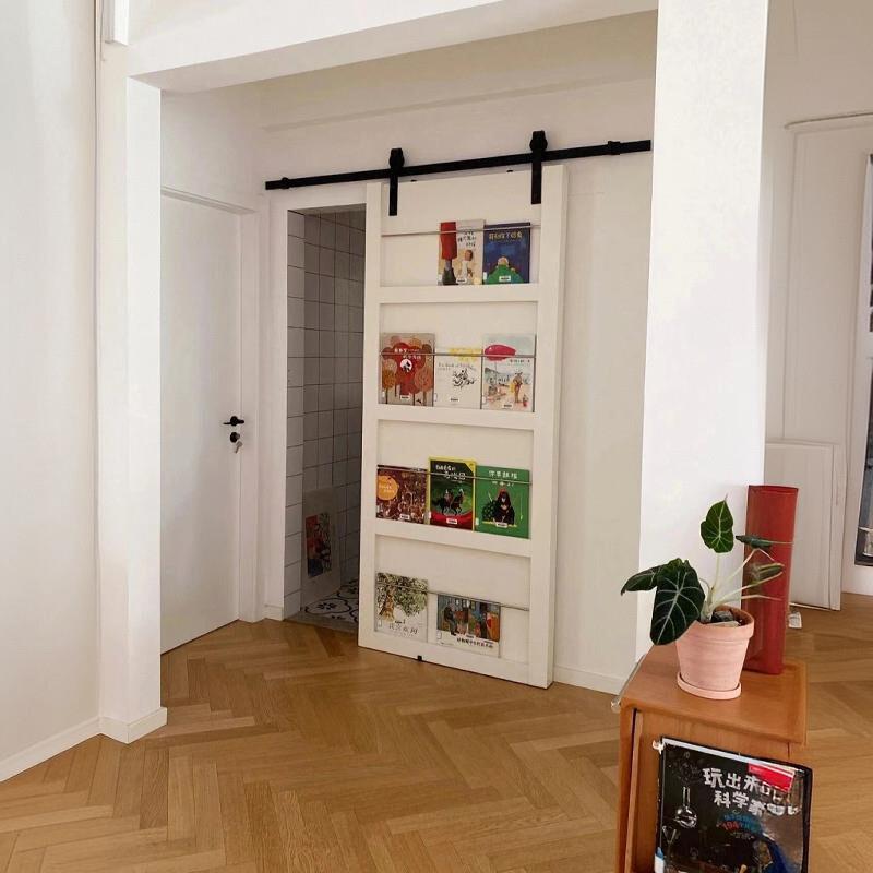 谷仓门书架门卫生间移门厨房推拉门无下轨道幽灵门隐形门吊轨门