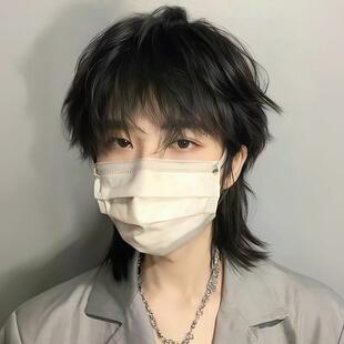 男女款通用中式日常自然狼尾鲻鱼头彷真男士短发假发男生全头套