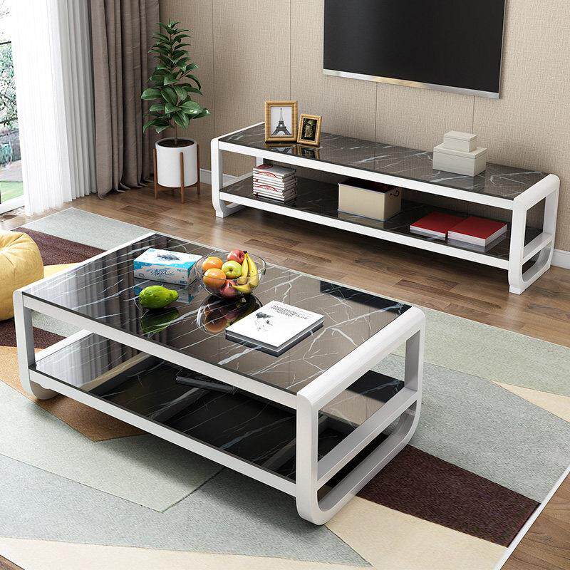 茶几电视柜组合套装简约现代客厅家用电视桌子钢化玻璃简易电视柜