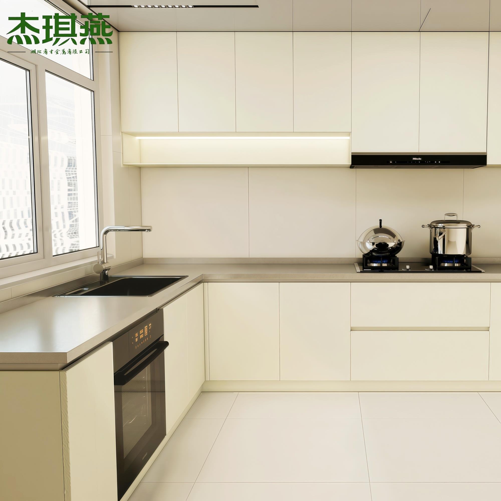 整体不锈钢厨房橱柜台面304加厚柜体家用一体灶台置物柜全屋定制