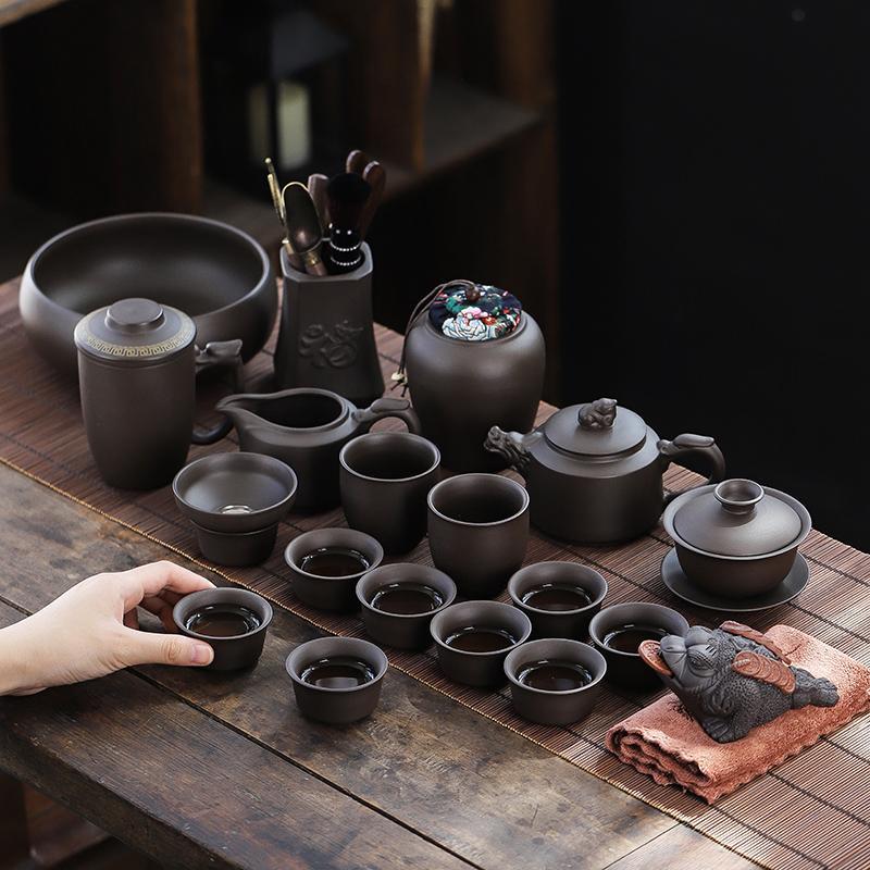 2025新款紫砂功夫茶具套组高端茶壶盖碗陶瓷家用客厅轻奢礼品礼盒