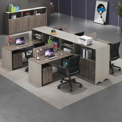 职员办公桌椅组合员工位隔断多储物卡座简约现代工位办公桌财务桌