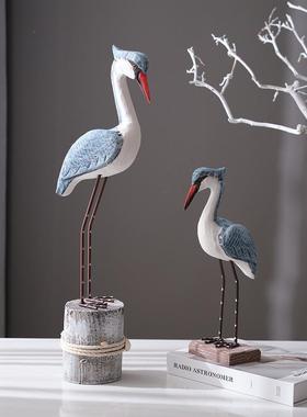 创意地中海海洋风格实木海鸟海鸥客厅玄关装饰橱窗婚礼装饰品摆件