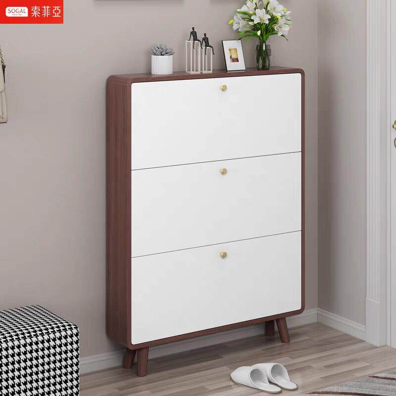 索菲亚实木超薄鞋柜家用门口入户玄关柜翻斗大容量极窄薄款门外鞋