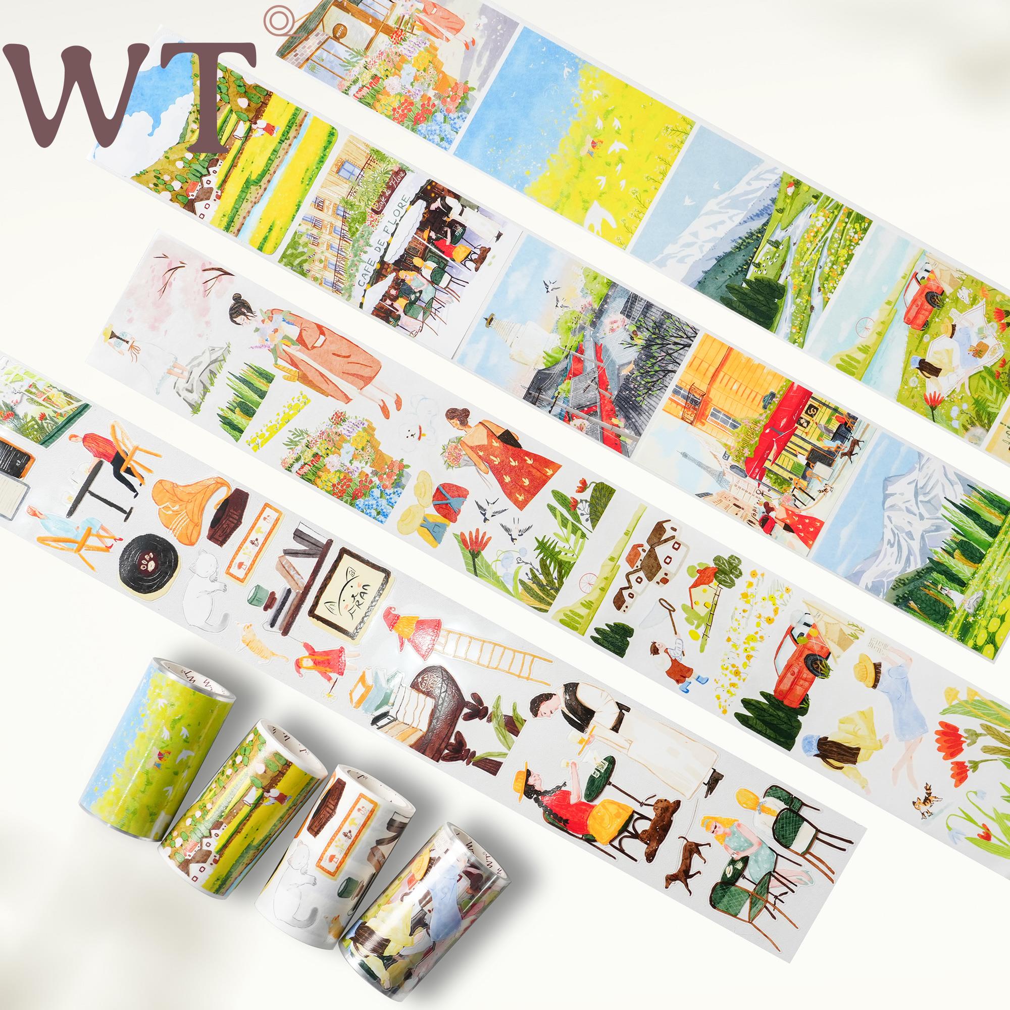 WT手帐胶带 慢调 风与景 人物造景风景和纸PET模切Ins日常风森系