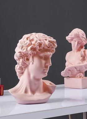 北欧创意树脂石膏像人物头像大卫雕塑摆件样板房家居客厅小装饰品