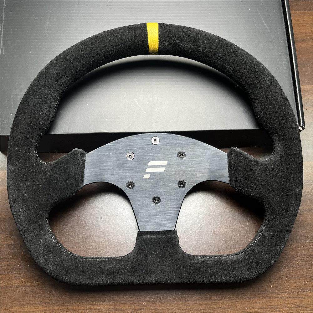 汽车改装13寸方向盘 赛车模拟器快拆方向盘 D型翻毛皮竞技转向盘