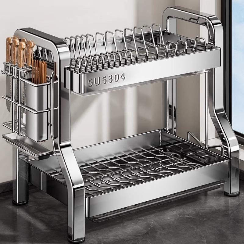 德国304不锈钢厨房置物架碗碟碗盘沥水架多功能放碗架碗筷收纳柜