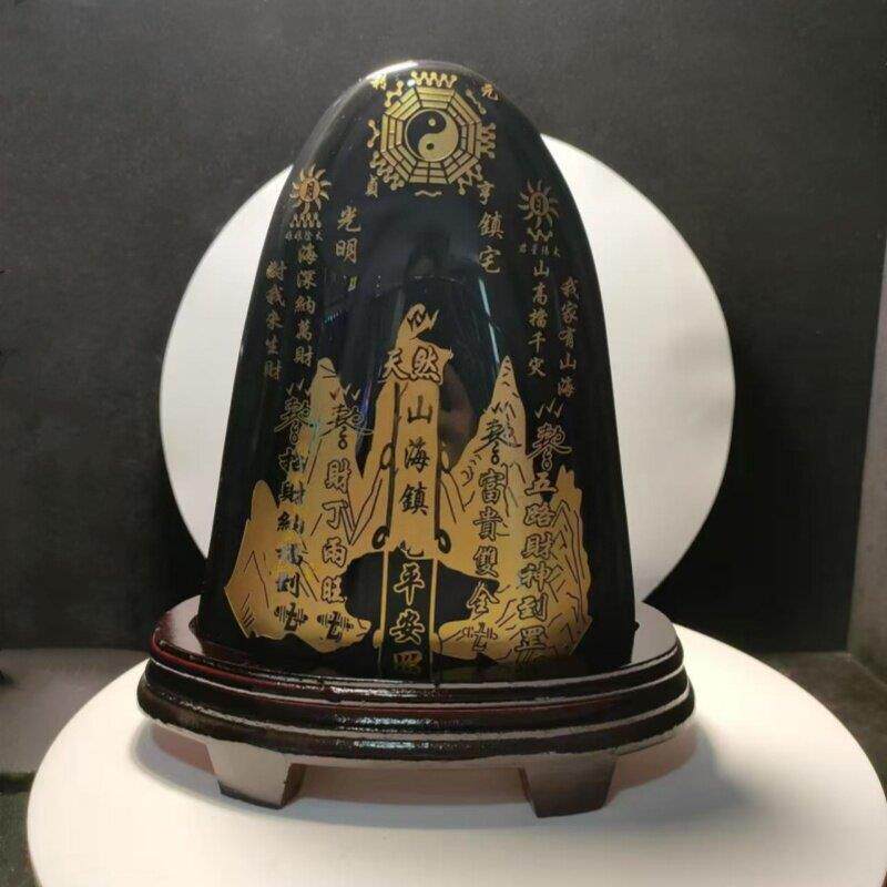 天然黑曜石金银曜石泰山石山海镇摆件关公像家宅平安入门玄关客厅