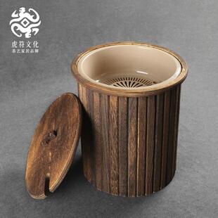 实木茶桶茶渣桶复古干湿分离茶桌泡茶垃圾桶茶台茶水桶废水桶排水