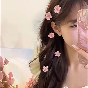 粉色樱花发夹少女刘海侧边夹鸭嘴夹甜美头饰宝宝儿童发圈头绳发饰