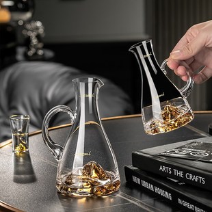 二两量酒器小号玻璃洋酒红酒分酒壶醒酒 白酒分酒器家用饭店用套装