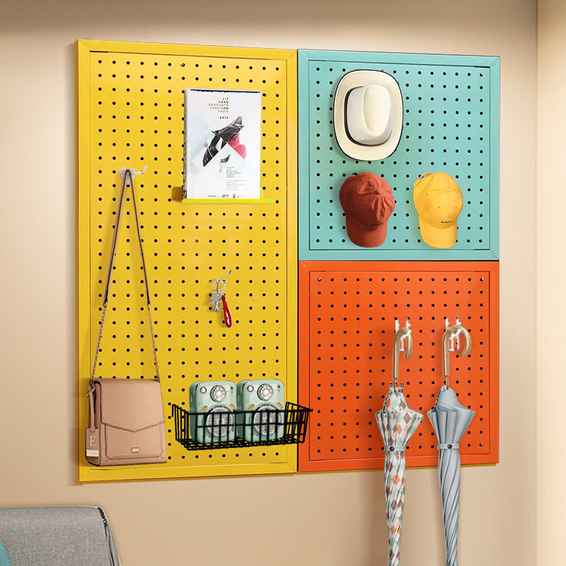 洞洞板圆孔免打孔墙上置物架墙面铁艺收纳展示架电竞书桌收纳架子,商业/办公家具,饰品架/柜,淘宝优惠券,粉丝福利购,淘宝优惠卷