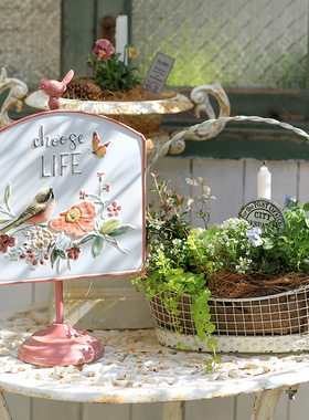 森得源庭院法式花园花鸟装饰摆件留言板相纸夹板挂板挂牌场景布置