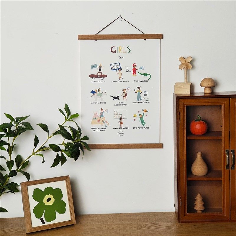 北欧小众手绘动物卡通儿童房床头装饰画简约实木卷轴挂画画芯定制,家居饰品,现代装饰画,淘宝优惠券,粉丝福利购,淘宝优惠卷