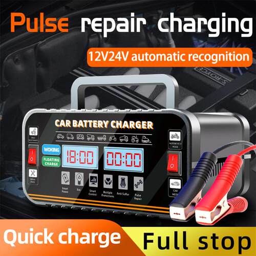 跨境R09 汽车电充电器 全自动智能脉冲修复12V24V摩托轿车货车