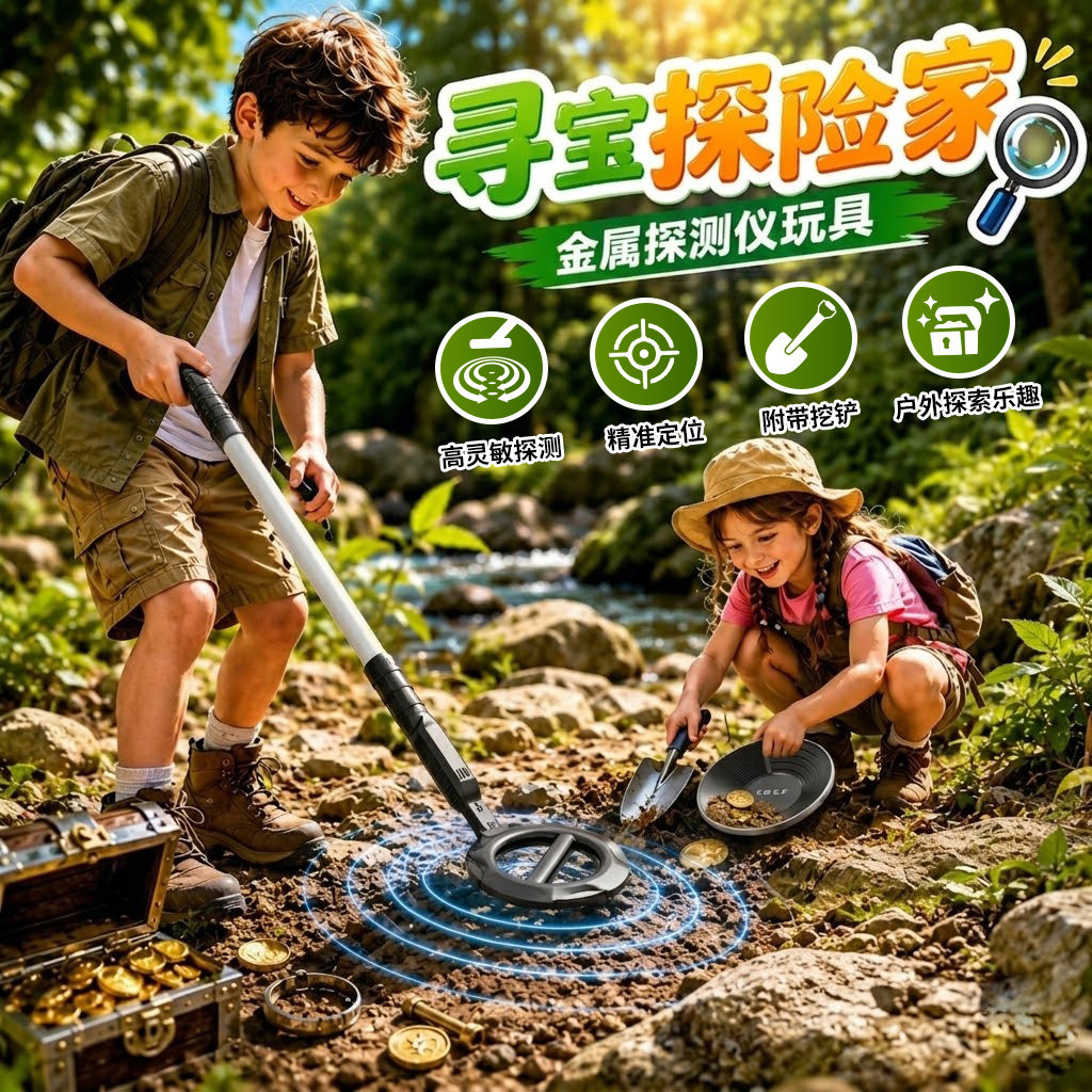 神马先生金属探测仪儿童户外探险科学实验器玩具探矿探索生日礼物