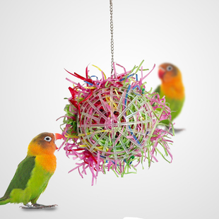 玄凤小太阳小型鹦鹉多彩啃咬纸屑拔丝解闷训练悬挂玩具安全无害