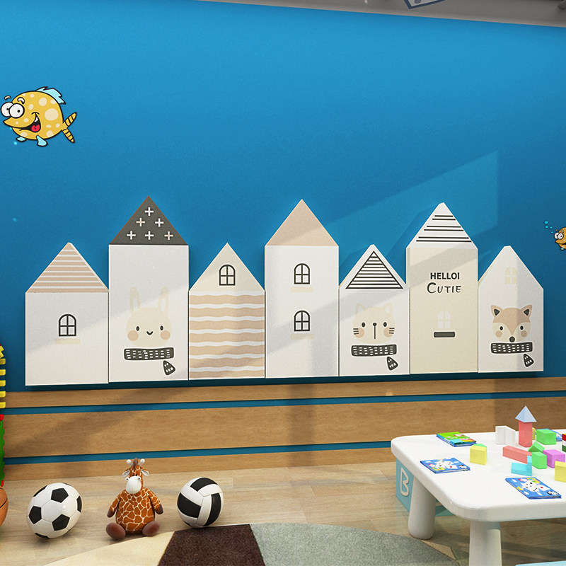 网红儿童房间布置卧室墙面贴装饰改造男女孩公主背景挂画防撞软包,家居饰品,软装墙贴,淘宝优惠券,粉丝福利购,淘宝优惠卷