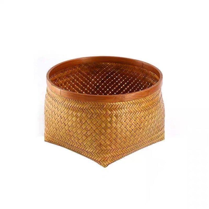 圆形簸箕杂物盒桌面茶道摆件大漆竹编收纳筐手工编织收纳篮子,特色手工艺,竹编/竹雕,淘宝优惠券,粉丝福利购,淘宝优惠卷