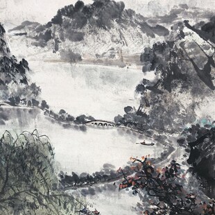 蔡景星 借问西湖 客厅大堂会所巨幅中式装饰画山水画微喷宣纸画芯