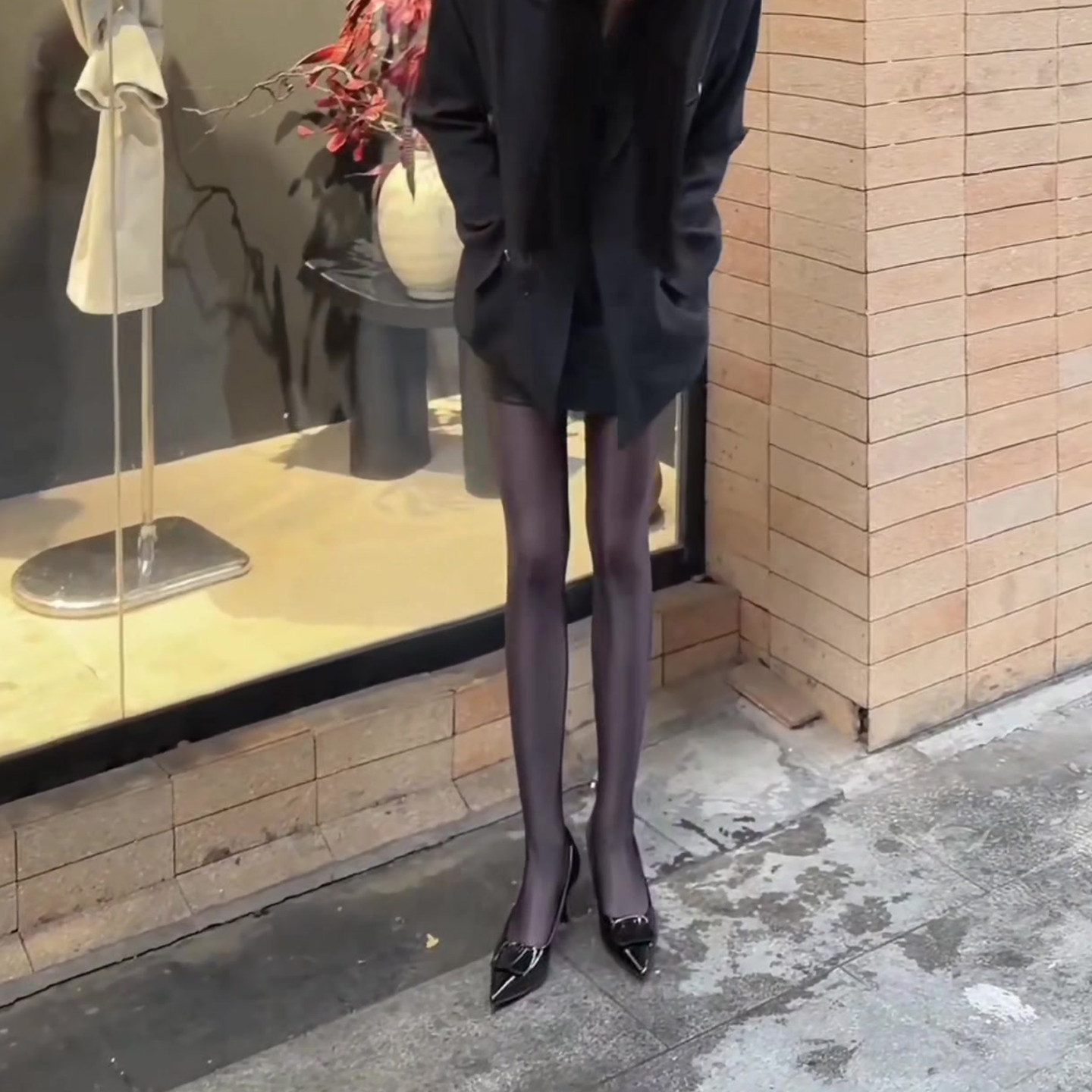 高腰紧身极简黑色连裤袜女透气显瘦百搭打底袜修腿神器四季通用
