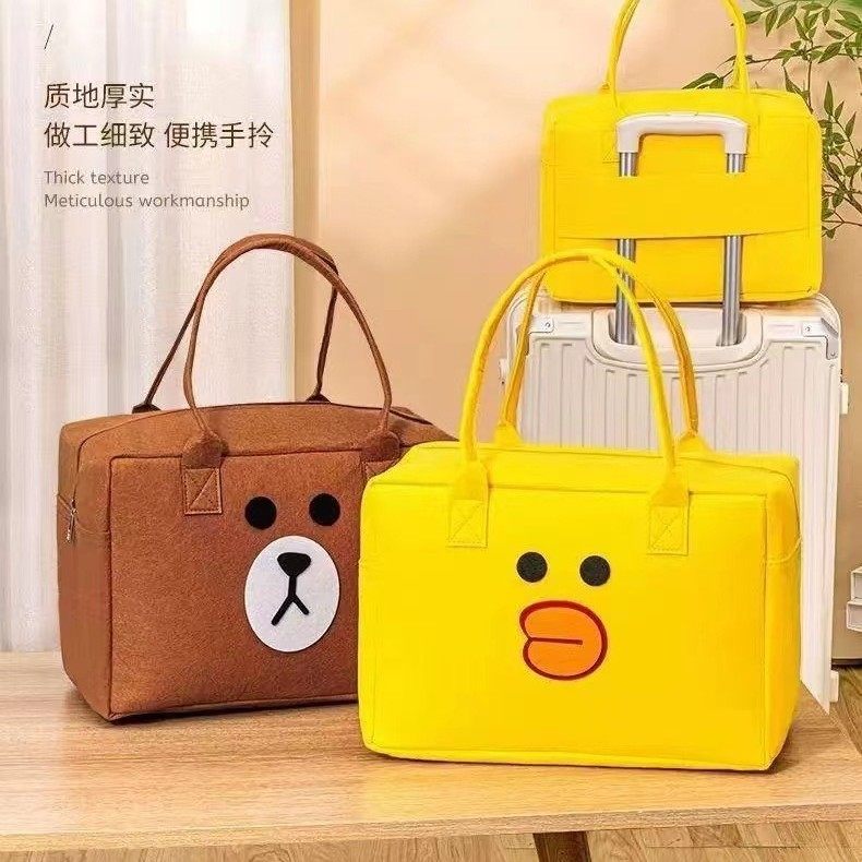 毛毡旅行包卡通手提行李收纳袋行李箱百搭便携式毛毡包Y32