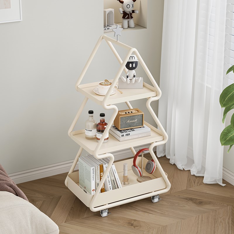 圣诞树客厅边几可移动小推车创意沙发侧边柜带轮小茶几铁艺置物架