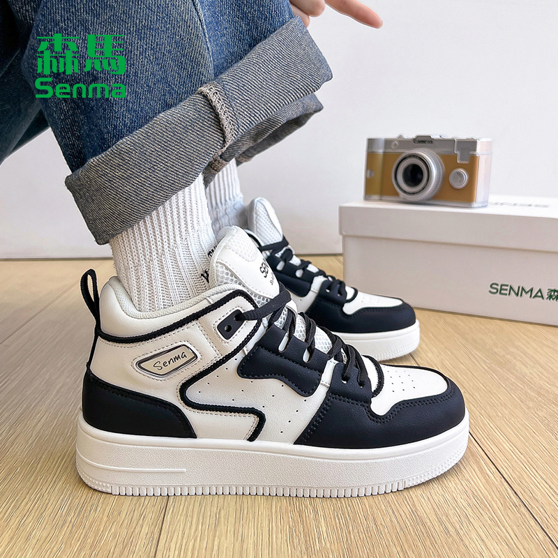 森马女鞋冬季厚底高帮板鞋女款