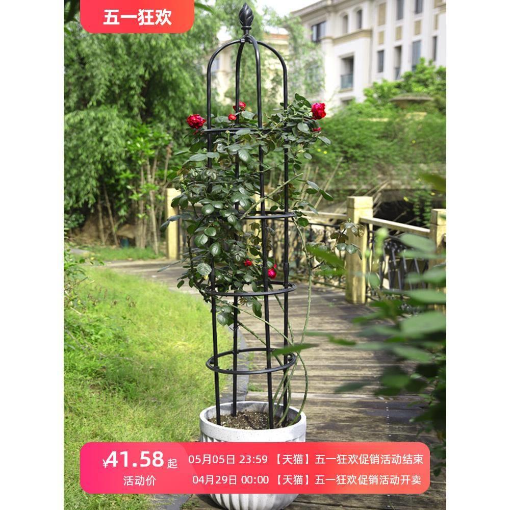 花架爬藤架户外月季柱形攀爬铁线莲固定藤架花盆花柱支架藤本架子