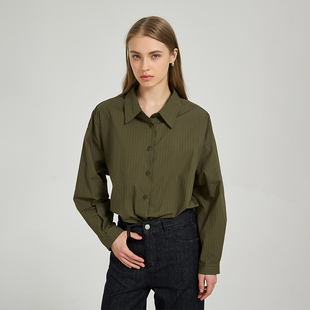 Bari 慵懒高级感 高智感极简条纹廓型长袖 女 叠穿王者 衬衫 Petit