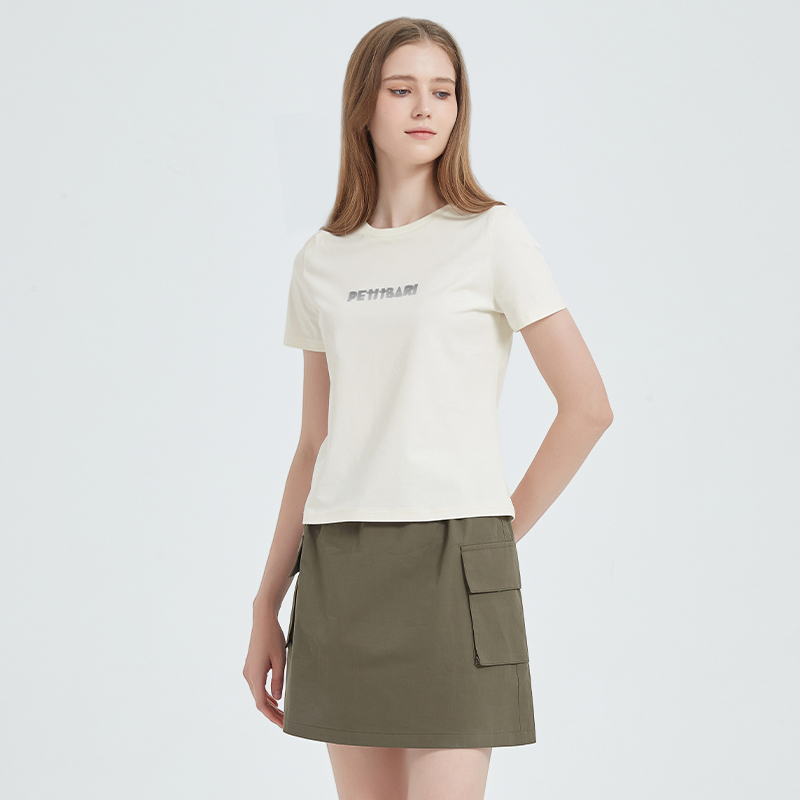 PB烫钻渐变印花修身短袖T恤