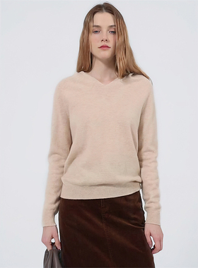 Petit Bari纯色简约绵羊毛连帽针织衫女 秋冬保暖舒适上衣