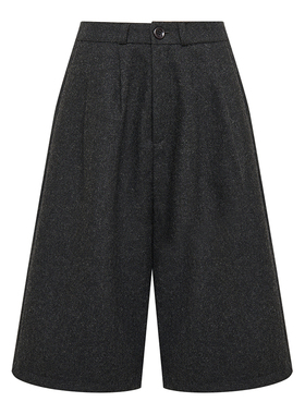 Petit Bari 率性洒脱廓型毛呢百慕大短裤 羊毛混纺宽松短裤
