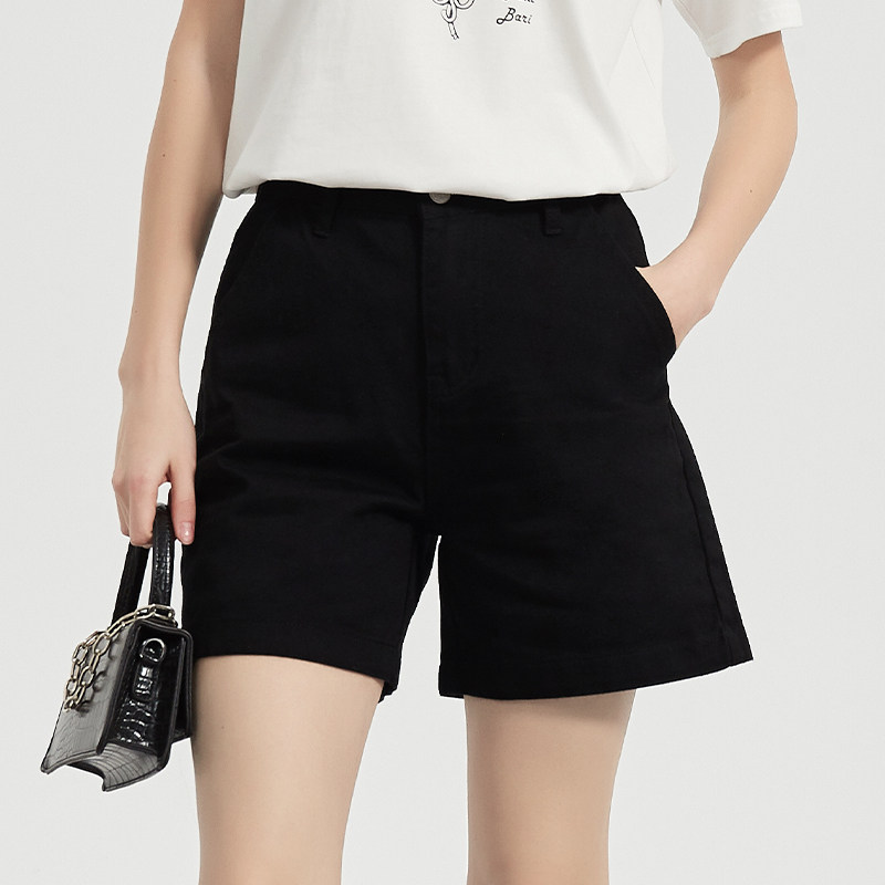 Petit Bari女士宽松垂感阔腿A字版牛仔短裤 修饰腿形 显