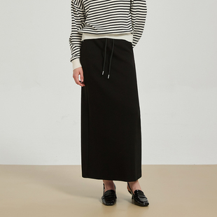微弹显瘦 开衩直筒半身裙女 秋冬 Bari简约显瘦针织长款 Petit