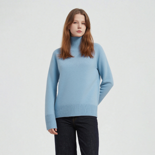 可叠穿可单穿 秋冬保暖 Petit Bari随性慵懒绵羊毛彩点高领毛衣女