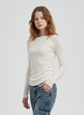 Petit Bari修身长袖针织衫 绵羊毛基础款打底上衣 多色百搭