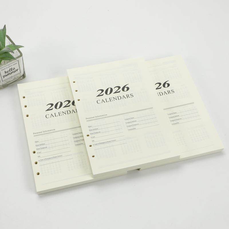 新款2026纯英文活页替芯每日计划本跨境亚马逊外贸英文内芯笔记本