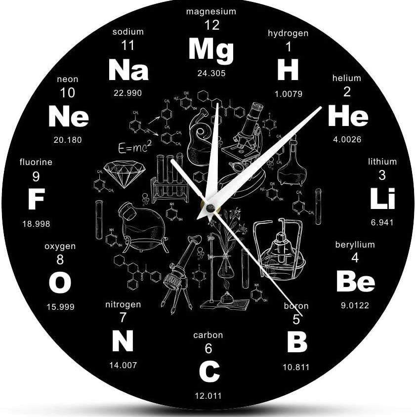 挂钟密度板时钟理工科算式符号钟表办公室现代风格挂墙石英钟圆形